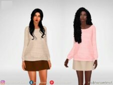 Oversize Sweater And Mini Skirt for Sims 4