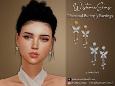 Diamond Butterfly Earrings for Sims 4