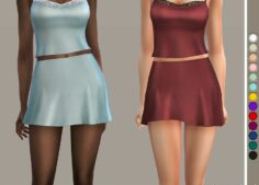 Satin Mini Skirt – SET34-2 for Sims 4