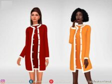 Simxties – Short Dress And Coat With White Collar for Sims 4