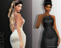 Halter Neck Midi Dress DO900 for Sims 4