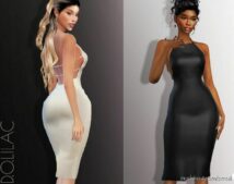 Sims 4 Everyday Clothes Mod: Halter Neck Midi Dress DO900 (Image #2)