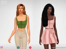 Sims 4 Teen Clothes Mod: TOP Corset With Ties In The Front (Image #2)