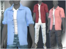 Men’s Shirt With Roll-Up Sleeves for Sims 4