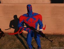 GTA 5 Player Mod: Spider-Man 2099 Add-On PED (Image #4)