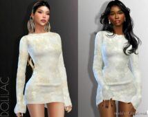 Embroidered Mini Dress DO904 for Sims 4