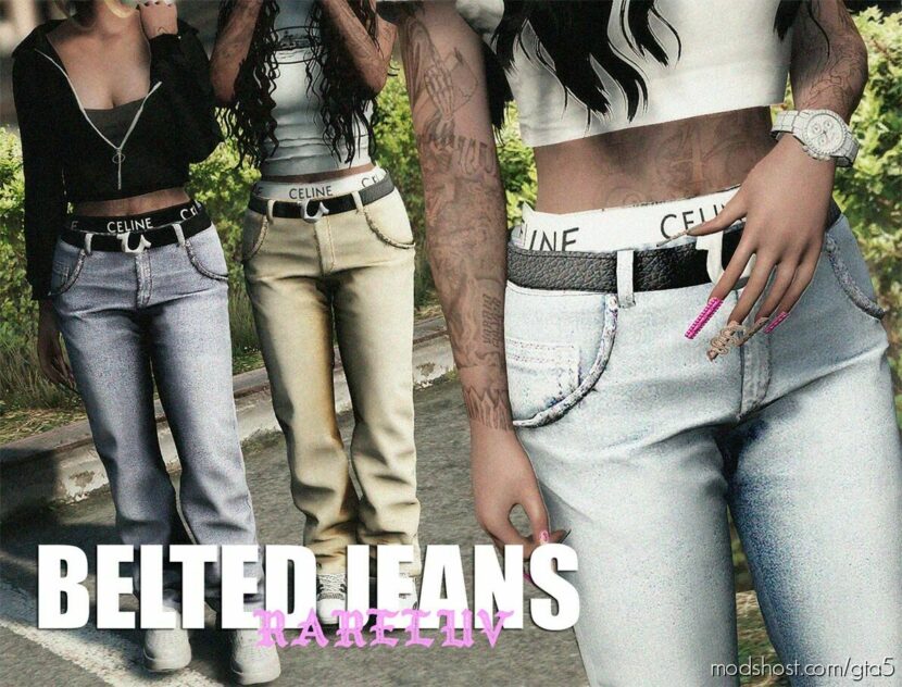 GTA 5 Player Mod: Belted Jeans For MP Female (Featured)