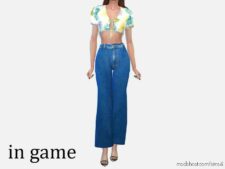 Sims 4 Adult Clothes Mod: Marine Straight LEG High Waist Jean (Image #2)