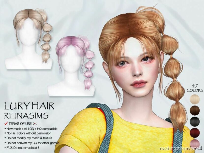 Sims 4 Female Mod: 72 Lury Hair (Featured)