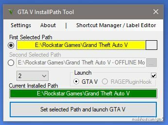 GTA V Installpath Tool V9.1 (W/ Shortcuts & R* Launcher Support) for Grand Theft Auto V