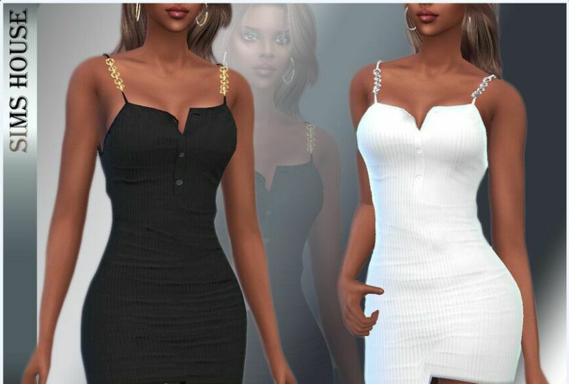 Sims 4 Female Clothes Mod: Short Dress With Chains (Featured)