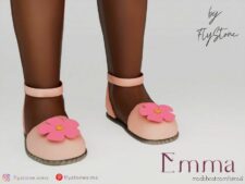 Emma – Toddler Sandals With Flowers for Sims 4