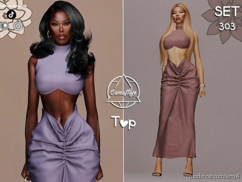 Sims 4 Teen Clothes Mod: SET 304 – TOP & Skirt (Featured)