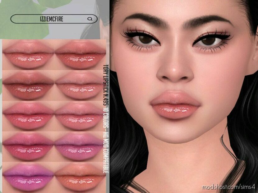 Sims 4 Lipstick Makeup Mod: IMF Tory Lipstick N.495 (Featured)