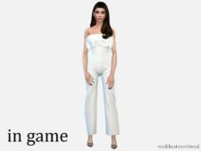 Layered Design Straight Collar Jumpsuit for Sims 4
