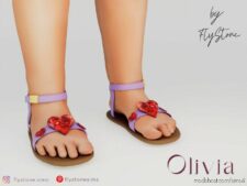 Olivia – Toddler Sandals With Shiny Ruby Hearts for Sims 4