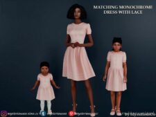 Sims 4 Female Clothes Mod: Monochrome Dress With Lace Toddler (Image #3)