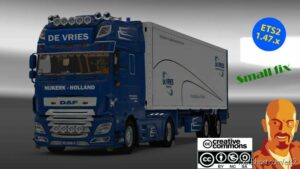 DAF XF116 DE Vries + Trailer Small FIX for Euro Truck Simulator 2