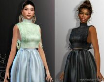 Sims 4 Female Clothes Mod: Satin Skirt DO883 (Image #2)