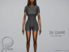 Cotton Shorts Jumpsuit for Sims 4
