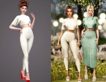 Clothes SET276 – Long Skirt & T-Shirt & Leggings for Sims 4
