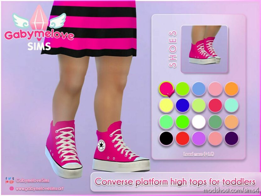 Chuck Taylor All Star Converse platform high top sneakers for Toddlers for Sims 4