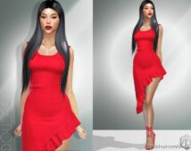 Ruffle Asymmetric Dress DO923 for Sims 4