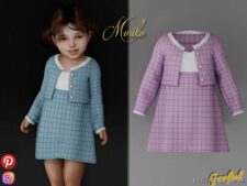 Moriko – A Plaid Unbuttoned Jacket And Skirt for Sims 4