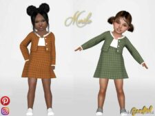 Sims 4 Kid Clothes Mod: Moriko – A Plaid Unbuttoned Jacket And Skirt (Image #2)