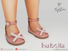 Isabella – Toddler Flats With Striped BOW for Sims 4