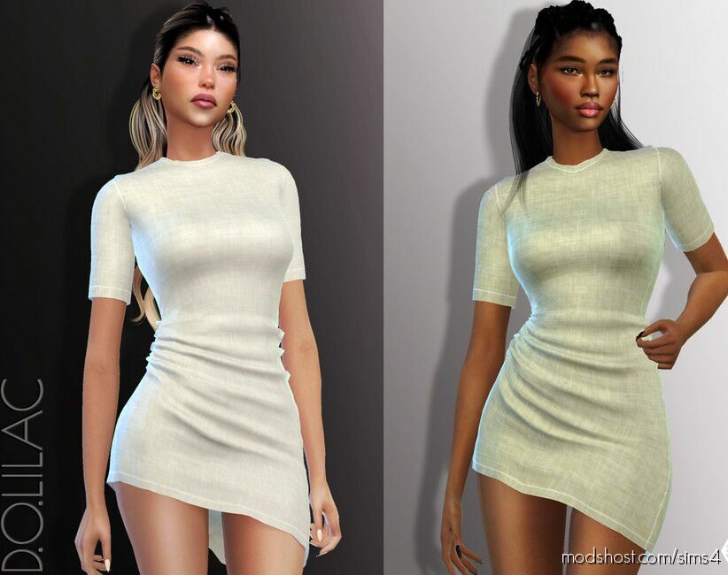 Linen Mini Dress DO898 for Sims 4