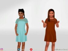 Sims 4 Dress Clothes Mod: With Polka Dots Chifon Insert Child (Image #2)