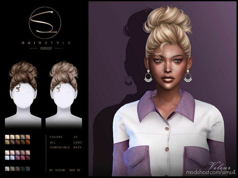 Curly Updo Hairstyle 010623 (Mona) for Sims 4