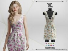 Belle Flower Dress for Sims 4