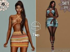 SET 310 – GEO Print TOP & Skirt for Sims 4