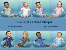 Sims 4 Male Clothes Mod: FUN Prints Infant Sleeper (Growing Together) (Image #2)