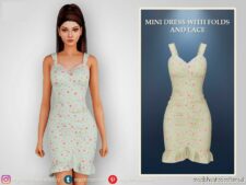 Mini Dress With Folds And Lace for Sims 4