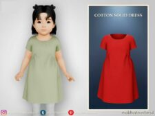 Cotton Solid Dress for Sims 4