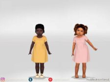 Sims 4 Kid Clothes Mod: Cotton Solid Dress (Image #2)