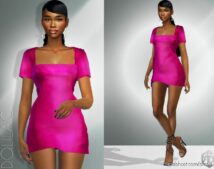 Satin Mini Dress DO931 for Sims 4