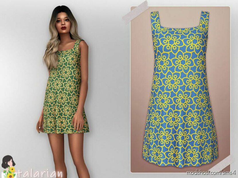 Sims 4 Everyday Clothes Mod: Amaya Dress With Wide Straps (Featured)