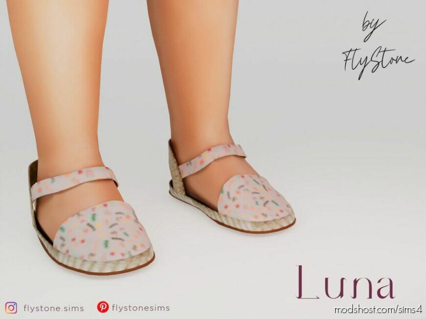 Luna – Toddler Sandals With Flowers Pattern for Sims 4