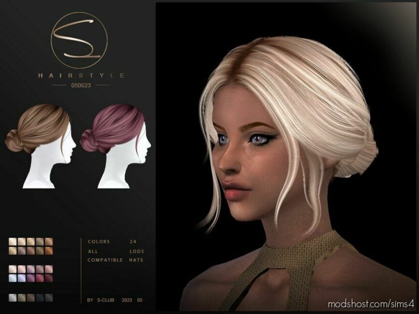 Updo Hairstyle Luna (050623) By S-Club for Sims 4