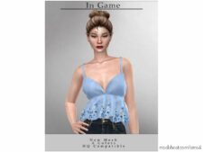 Sims 4 Everyday Clothes Mod: Flower Crop TOP T-451 (Image #2)