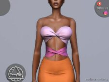 Sims 4 Adult Clothes Mod: Colorful TOP & Skirt – SET 311 (Image #2)