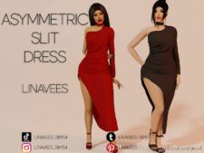 Carmen – Asymmetric Slit Dress for Sims 4