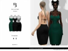 Ruched CUT OUT Midi Dress for Sims 4