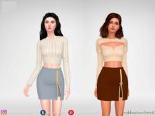 Sims 4 Adult Clothes Mod: Mini Skirt With Zipper Star (Image #2)