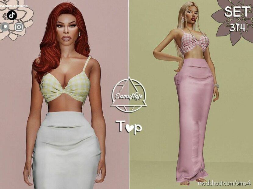 Sims 4 Everyday Clothes Mod: SET 314 – TOP & Skirt (Featured)