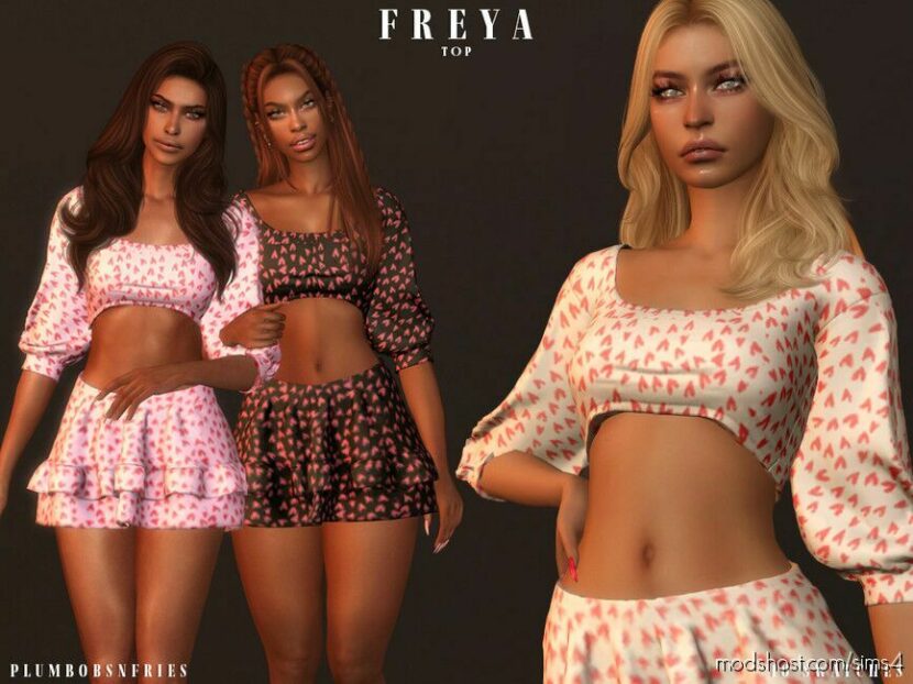 Sims 4 Adult Clothes Mod: Freya SET (TOP & Mini Skirt) (Featured)